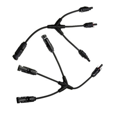 Y型四通MC4太陽能分支連接器，3轉(zhuǎn)1帶線MC4接頭 mc4